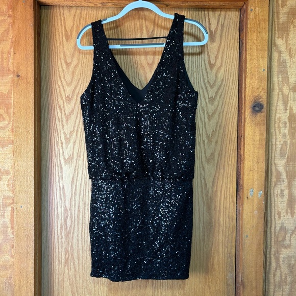 ASTR from Nordstrom Black Sequin Cocktail Party Dress L - Picture 10 of 11